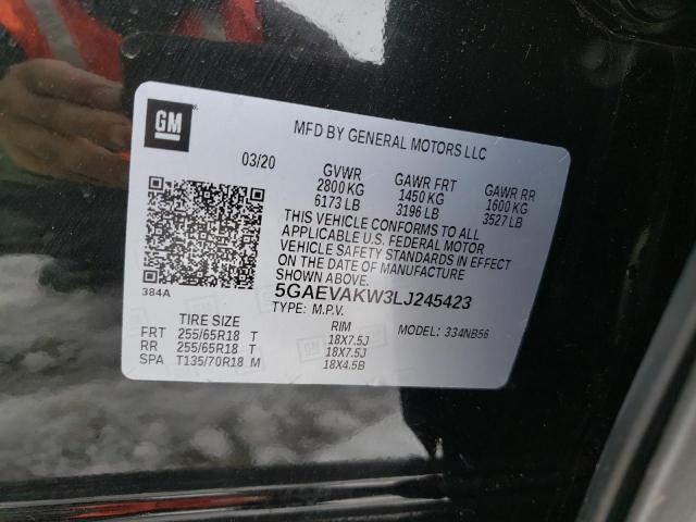 5GAEVAKW3LJ245423 - 2020 BUICK ENCLAVE ESSENCE შავი ფოტო 14