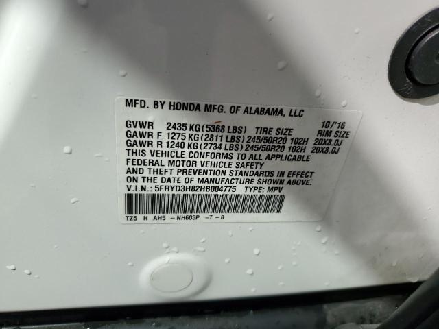 5FRYD3H82HB004775 - 2017 ACURA MDX ADVANCE WHITE photo 13