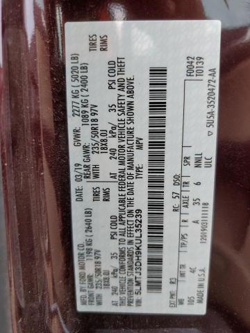 5LMTJ3DH9KUL35239 - 2019 LINCOLN MKC RESERVE 勃艮第红 照片 13