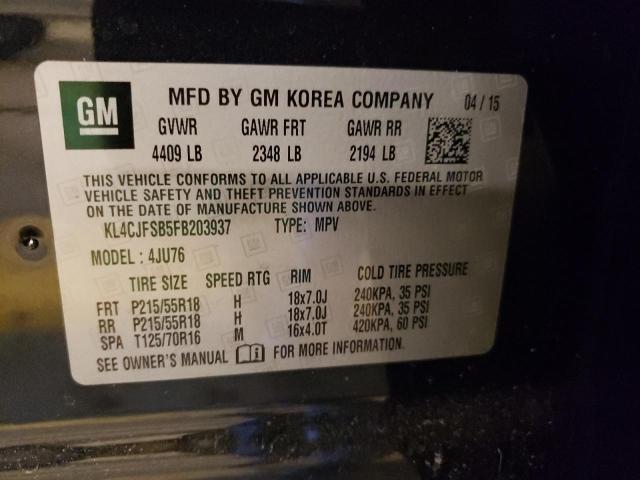 KL4CJFSB5FB203937 - 2015 BUICK ENCORE CONVENIENCE 黑色 照片 10