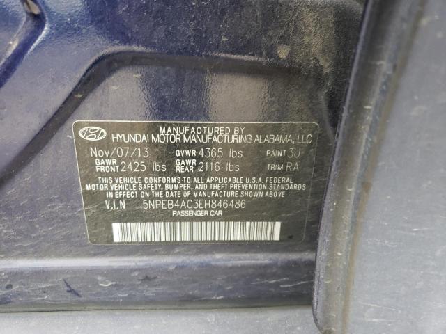 5NPEB4AC3EH846486 - 2014 HYUNDAI SONATA GLS BLUE photo 12