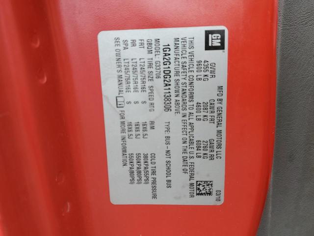 1GA2G1DG2A1138306 - 2010 CHEVROLET EXPRESS G3 LT RED photo 12
