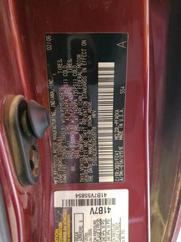 5TDZA23C76S459778 - 2006 TOYOTA SIENNA LE CE MAROON photo 13