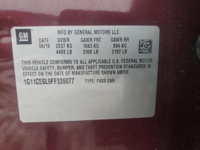 1G11C5SL9FF339077 - 2015 CHEVROLET MALIBU 1LT MAROON photo 12