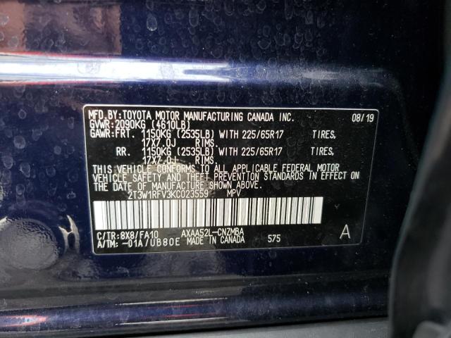 2T3W1RFV3KC023559 - 2019 TOYOTA RAV4 XLE BLUE photo 13