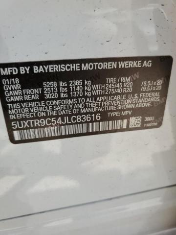 5UXTR9C54JLC83616 - 2018 BMW X3 XDRIVE30I WHITE photo 14