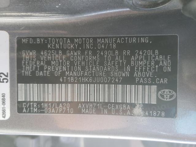 4T1B21HK6JU007247 - 2018 TOYOTA CAMRY HYBRID GRAY photo 13