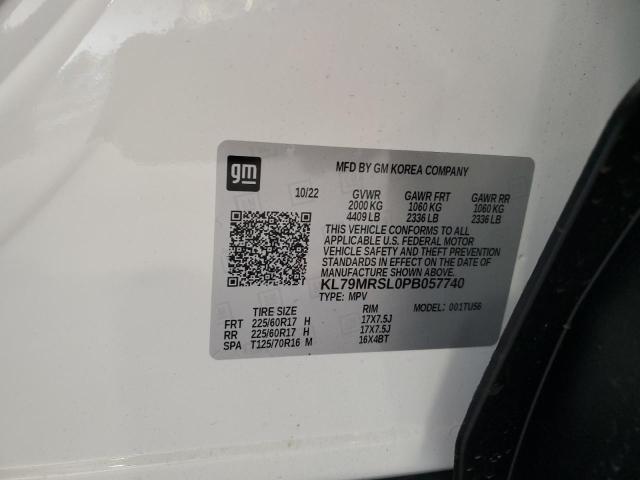 KL79MRSL0PB057740 - 2023 CHEVROLET TRAILBLAZE LT WHITE photo 12