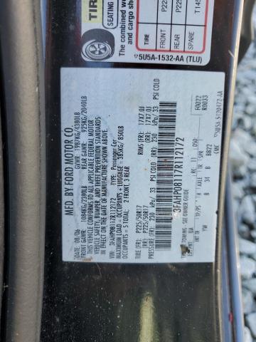 3FAHP08117R112172 - 2007 FORD FUSION SEL BLACK photo 12