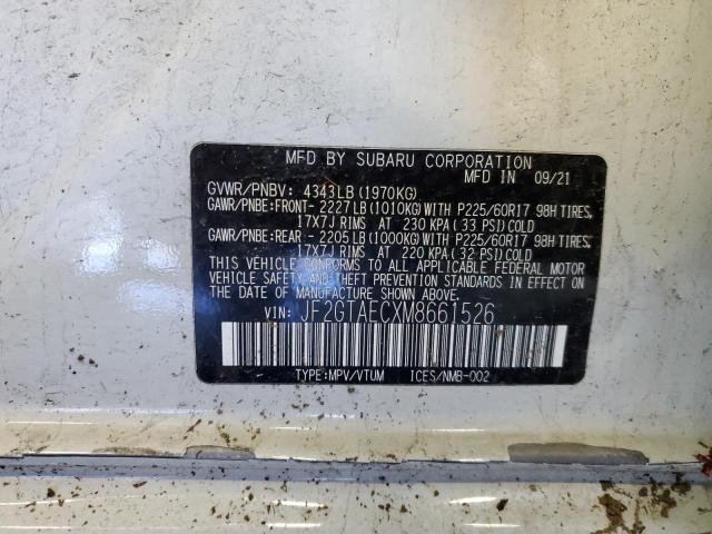 JF2GTAECXM8661526 - 2021 SUBARU CROSSTREK PREMIUM 白色 照片 13