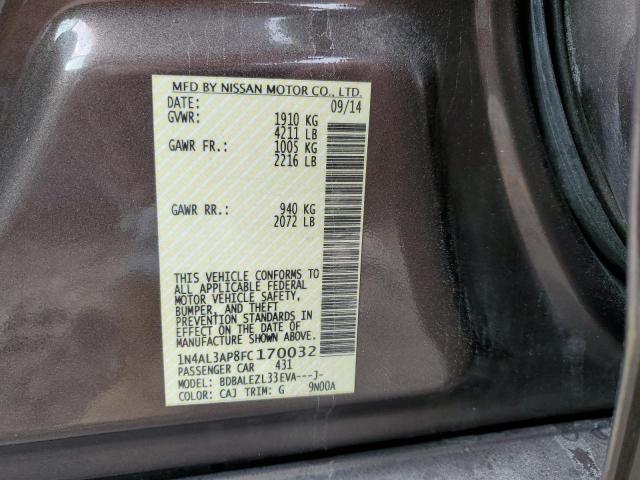 1N4AL3AP8FC170032 - 2015 NISSAN ALTIMA 2.5 GRAY photo 12