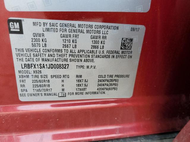 LRBFX1SA1JD008327 - 2018 BUICK ENVISION ESSENCE Շագանակագույն լուսանկար 13