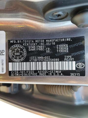 4T1BF1FK3GU254080 - 2016 TOYOTA CAMRY LE GRAY photo 12