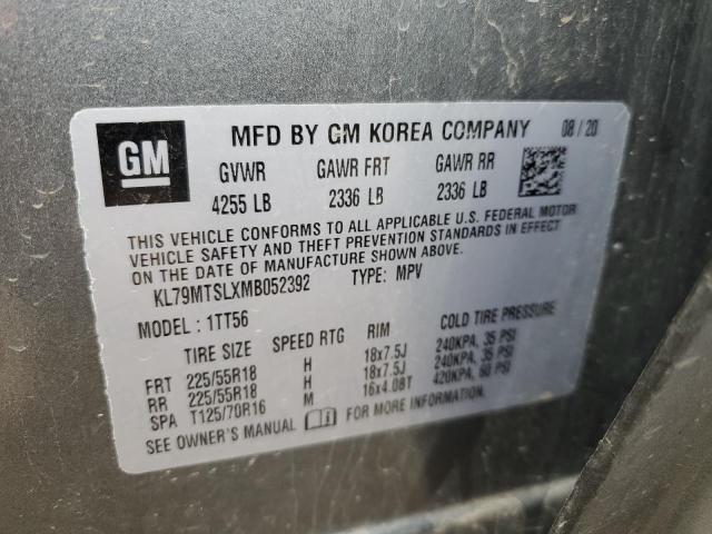 KL79MTSLXMB052392 - 2021 CHEVROLET TRAILBLAZE RS GRAY photo 12