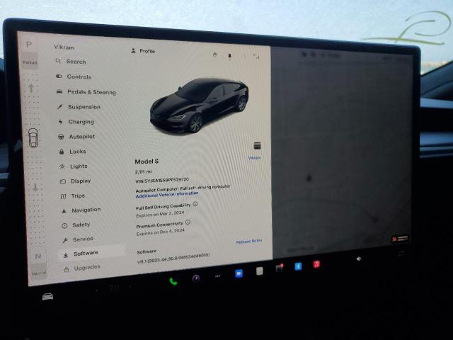 5YJSA1E59PF529720 - 2023 TESLA MODEL S შავი ფოტო 9