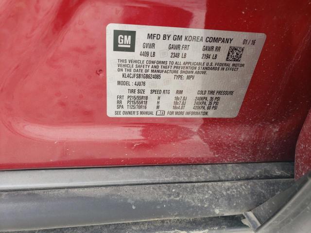 KL4CJFSB1GB624085 - 2016 BUICK ENCORE CONVENIENCE 红色 照片 12