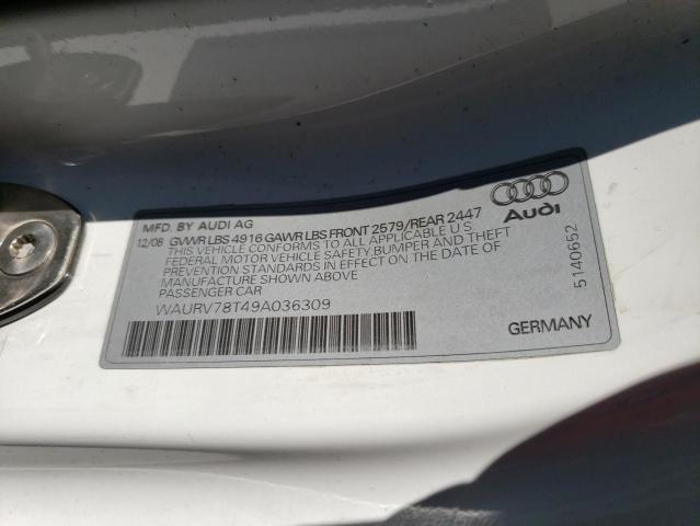 WAURV78T49A036309 - 2009 AUDI S5 QUATTRO WHITE photo 12