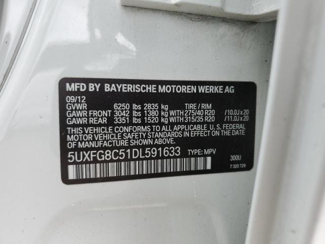 5UXFG8C51DL591633 - 2013 BMW X6 XDRIVE50I WHITE photo 14