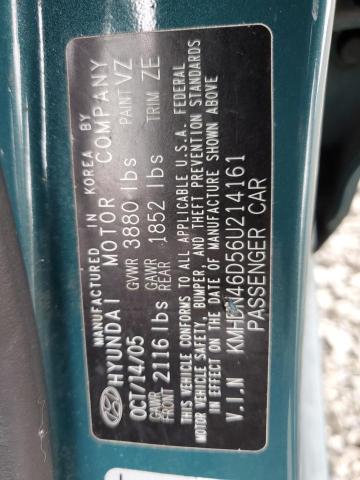 KMHDN46D56U214161 - 2006 HYUNDAI ELANTRA GLS TEAL photo 12