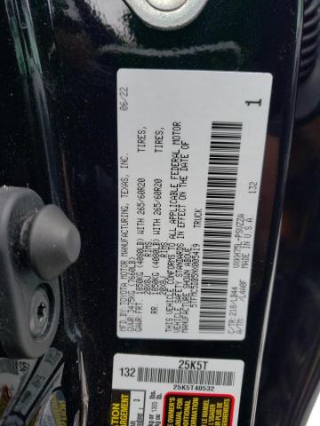 5TFMC5DB5NX005419 - 2022 TOYOTA TUNDRA CREWMAX PLATINUM Schwarz Foto 12