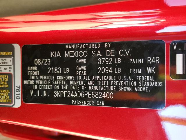 3KPF24AD6PE682400 - 2023 KIA FORTE LX RED photo 12