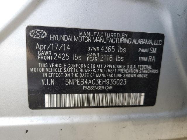 5NPEB4AC3EH935023 - 2014 HYUNDAI SONATA GLS SILVER photo 12