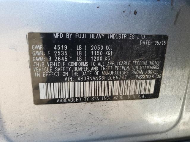 4S3BNAN68F3065747 - 2015 SUBARU LEGACY 2.5I LIMITED SILVER photo 13