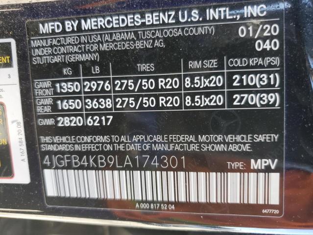 4JGFB4KB9LA174301 - 2020 MERCEDES-BENZ GLE 350 4MATIC BLACK photo 13