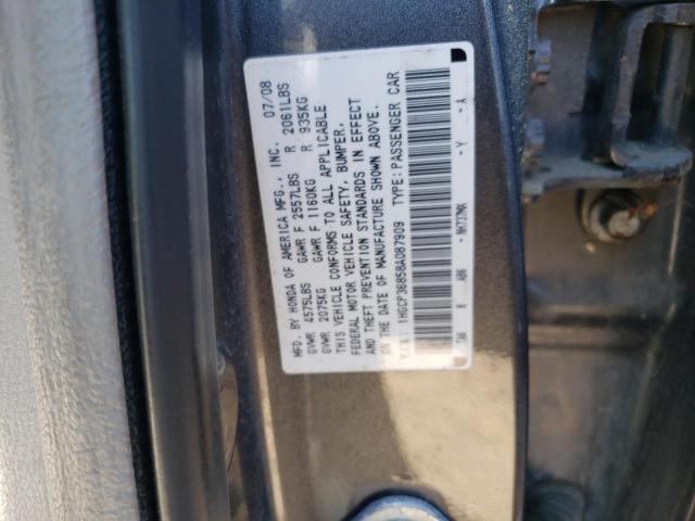 1HGCP36858A087909 - 2008 HONDA ACCORD EXL GRAY photo 12