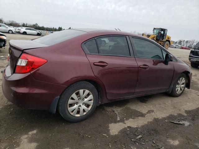 19XFB2F58CE057982 - 2012 HONDA CIVIC LX BURGUNDY photo 3