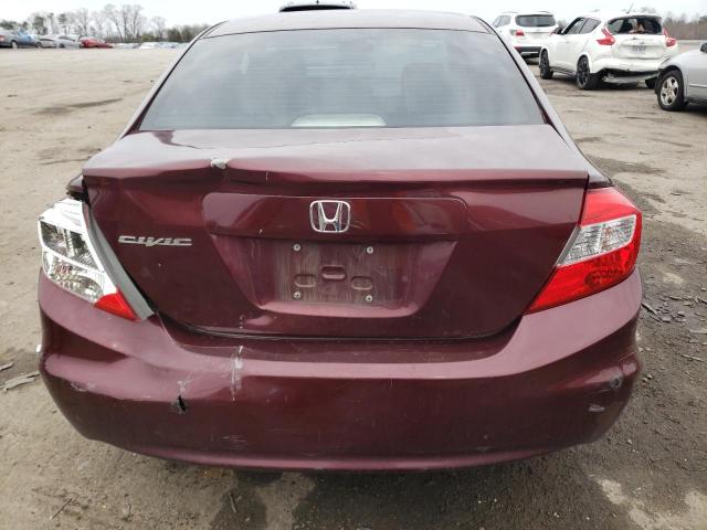 19XFB2F58CE057982 - 2012 HONDA CIVIC LX BURGUNDY photo 6