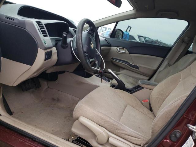 19XFB2F58CE057982 - 2012 HONDA CIVIC LX BURGUNDY photo 7