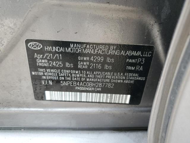 5NPEB4AC0BH287782 - 2011 HYUNDAI SONATA GLS GRAY photo 13