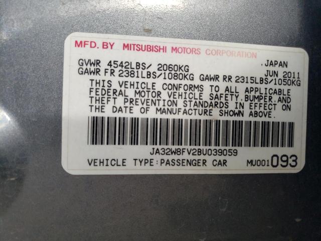 JA32W8FV2BU039059 - 2011 MITSUBISHI LANCER EVOLUTION GSR GRAY photo 13