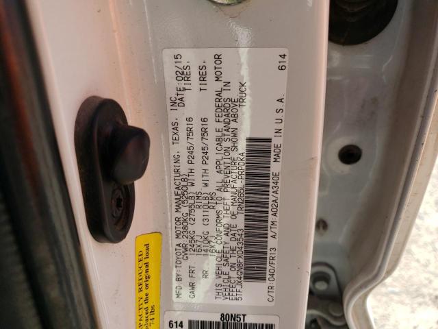 5TFJX4GN8FX043543 - 2015 TOYOTA TACOMA DOUBLE CAB PRERUNNER WHITE photo 12