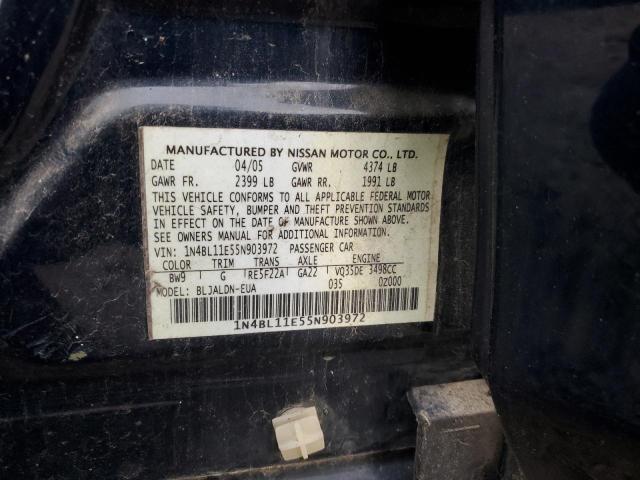 1N4BL11E55N903972 - 2005 NISSAN ALTIMA SE BLUE photo 13