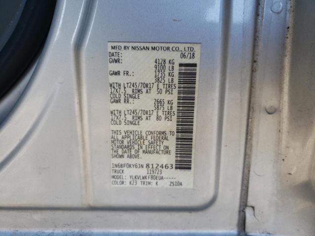 1N6BF0KY6JN812463 - 2018 NISSAN NV 1500 S SILVER photo 13