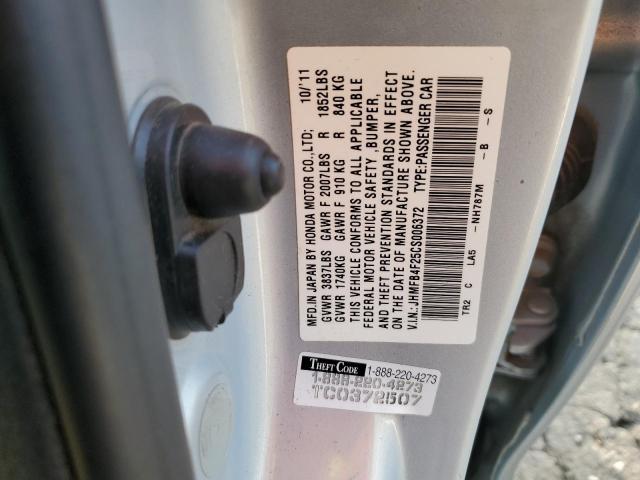 JHMFB4F25CS006372 - 2012 HONDA CIVIC HYBRID BLUE photo 12