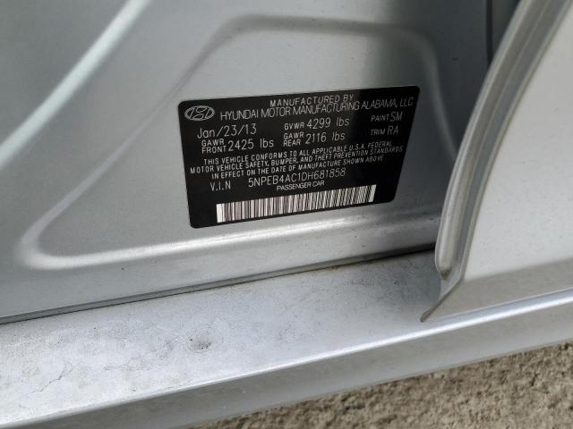 5NPEB4AC1DH681858 - 2013 HYUNDAI SONATA GLS SILVER photo 12