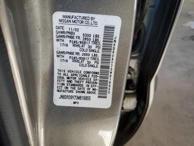 JN8DR09Y73W816855 - 2003 NISSAN PATHFINDER LE ბეჟი ფოტო 12