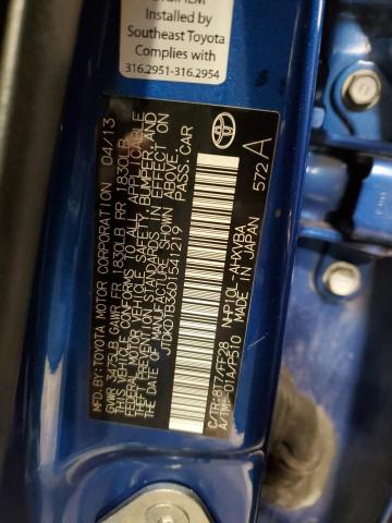 JTDKDTB36D1541219 - 2013 TOYOTA PRIUS C BLUE photo 13