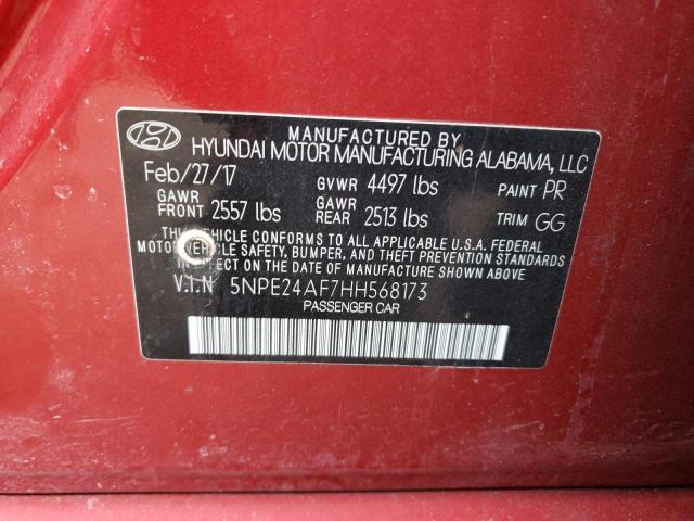 5NPE24AF7HH568173 - 2017 HYUNDAI SONATA SE BURGUNDY photo 12