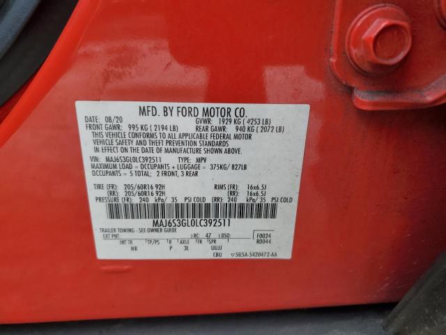 MAJ6S3GL0LC392511 - 2020 FORD ECOSPORT SE Rot Foto 13