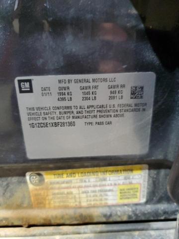 1G1ZC5E1XBF281360 - 2011 CHEVROLET MALIBU 1LT CHARCOAL photo 12