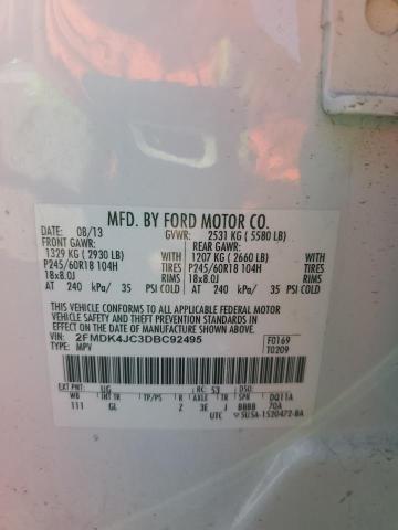 2FMDK4JC3DBC92495 - 2013 FORD EDGE SEL WHITE photo 13