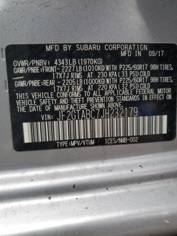 JF2GTABC7JH232179 - 2018 SUBARU CROSSTREK PREMIUM 银色 照片 13