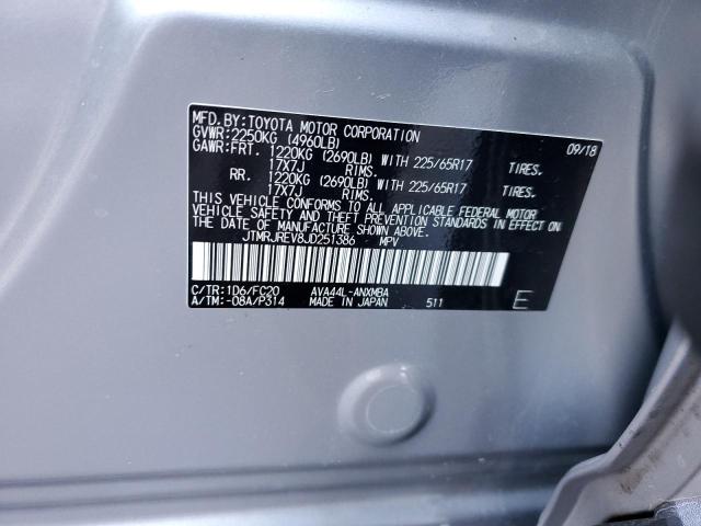 JTMRJREV8JD251386 - 2018 TOYOTA RAV4 HV LE SILVER photo 12