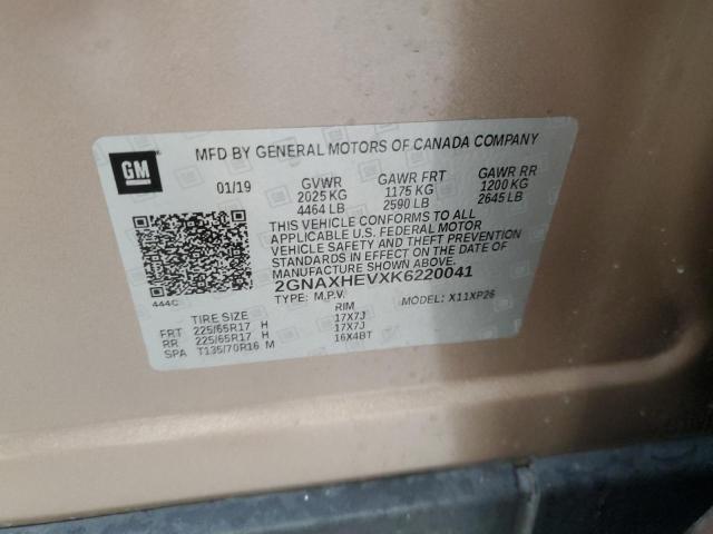 2GNAXHEVXK6220041 - 2019 CHEVROLET EQUINOX LS TAN photo 12