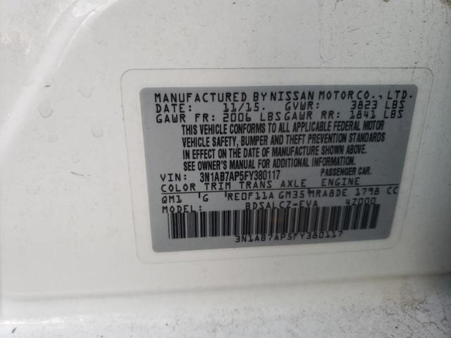 3N1AB7AP5FY380117 - 2015 NISSAN SENTRA S WHITE photo 13