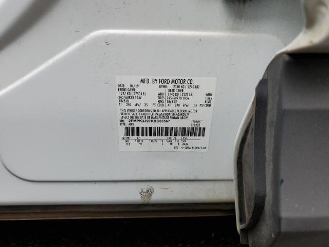 2FMPK3J97KBC03567 - 2019 FORD EDGE SEL WHITE photo 13